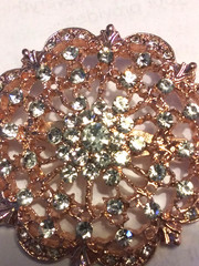 Vintage C-Clamp Beautiful Gold Toned With Rhinestones Brooch