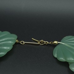 Vintage Green Lucite Fan Bead Statement Necklace 16.5″ Acrylic Plastic