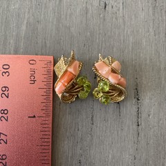 VINTAGE SWOBODA BIRD BROOCH And EARRINGS PERIDOT And CORAL