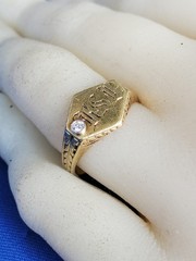 RARE FIND! Antique Victorian Girls 14k Gold Baby’s Ring DIAMOND Floral SIZE 6.5