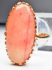 Antique 13/14K Gold Huge Strawberry Quartz Ring 21x11mm Oval Size 6.75 5.8 Grams