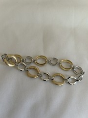 Women’s 925 Sterling Silver Gold Plated Link Bracelet with Crystals 8.5”