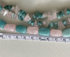 Amazonite & Rose Quartz Gemstone Sterling Silver 925 Multi Strand Necklace 137g