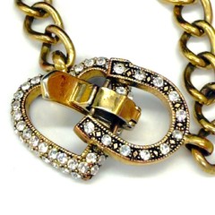 Vintage Juicy Couture Bracelet Gold Tone Link Rhinestone Heart Size 7 READ