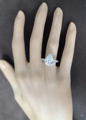 14k White Gold Engagement Ring 4.01ct Lab Grown Diamond Pear Shape IGI Cert