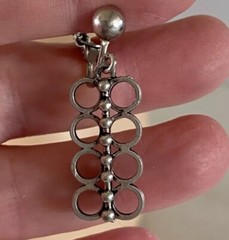 Vintage Art Modern Silver Tone Statement Dangle Clip On Back Earrings P868