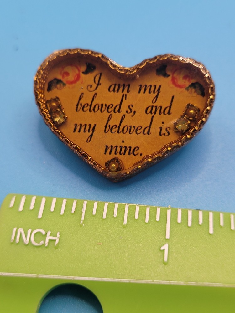Maximal Art John Wind Heart My Beloved Brooch Pin Vinrage Goldtone