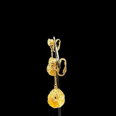 Demi Parure Caged Drop Clip Earrings & Flower Brooch Pin Topaz & Citrine Glass