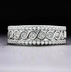 Art Deco Vintage Style Lab Created Diamond Engagement 14k White Gold Finish Ring