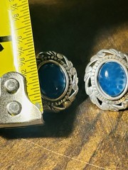 Vintage Jezlaine Sterling And Blue Chalcedony Post Earrings 5.61 Grams