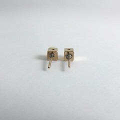 Vintage Princess Cut CZ Cubic Zirconia Stud Earrings 14K Yellow Gold, 2.33 Grams