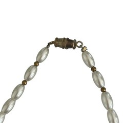 Vtg 1950-1970 Freshwater Pearl Seed Puka Shell Gold Tone Barrel Closure Necklace