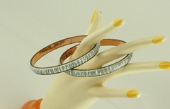 Matisse Renoir Enameled Copper Bangle Bracelet Pair Signed; Book Reference