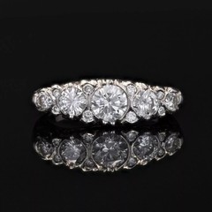 Round Cut Lab Created Diamond Art Deco Style 14K White Gold FN Engagement Ring