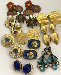 Vintage Jewelry Lot Signed Earrings Panetta Trifari Blanca Anne Klein GAS Bijoux