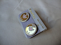 VINTAGE SAMUEL HUANG DESIGNER CLOISONNE RETRO ABSTRACT PINK & GRAY STUD EARRINGS