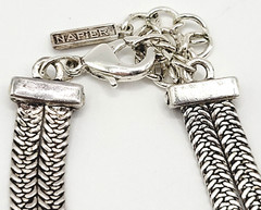 Napier Two Chain with Square Floral Filigree Ornate Silver Tone Pendant Necklace