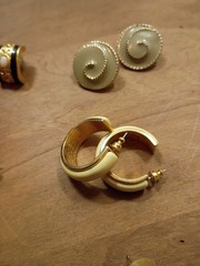 VTG Earrings Pierced Lot Career 80s 90s Statement 10 Pair Mix Goldtone