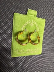 Vintage Solid 14kt Gold Earwire Gold Filled Hoop Earrings 1.34g NOS