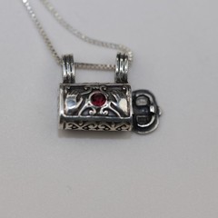 Handbag Locket Amethyst Gemstone Pendant Necklace Sterling Silver