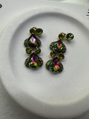 Shophia Collection Teardrop Watermelon Heliotrope Crystal Necklace & Earring Set