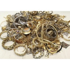 3 lbs Goldtone Costume Jewelry Jar Lot – Mystery Estate Unsearched VTG -READ