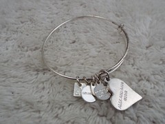 ALEX and ANI Silvertone I Love You Heart Charm Expandable Bangle Bracelet (J43)