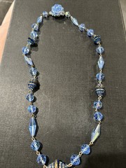 Vintage Necklace 21 In Blue Glass Beads
