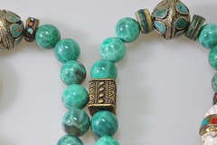 Vtg Mosaic Glass Beads Tibetan Stone Bead Chunky ethnic revival boho PC21