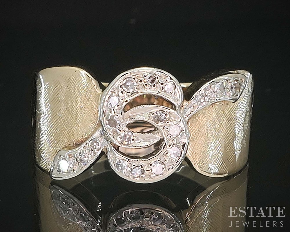 Vintage 14k Yellow Gold Single Cut Natural .10ctw Diamond Ladies Band 6g p88910