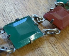 1920s Carnelian Chrysoprase Bracelet in 925 Sterling Silver Authentic Art Deco