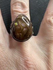 Vtg Sterling 925 México Southwestern Style Fire Agate Wide Band Ring, 10.5