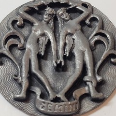 Edlee Vintage Silver Tone Zodiac Gemini Pendant 2.25 inches