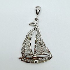 Vintage 925 Sterling Silver Filigree Nautical Sailboat Charm Pendant