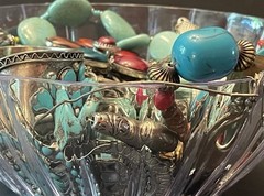 BOHO Southwestern Vtg Curated Mystery Jewelry Jar Turquoise Blue Silver 2+ lbs
