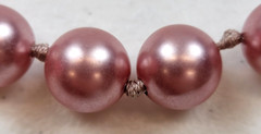 Lustrous Pink Simulated Pearl Beaded Necklace 18 In Adjustable 23.7mm