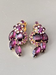 Vintage Verified JULIANA Purple Stripe Parure Set, Bracelet, Brooch & Earrings