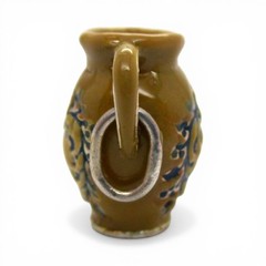 Sterling Silver Enamel Heart Crock Jug Charm for Bracelet Pottery Brown County