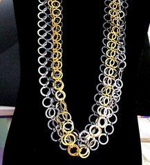 VTG RUNWAY NAPIER LUXE 36″ SWEEPING MULTICHAIN MIXED METAL NECKLACE MODERNIST