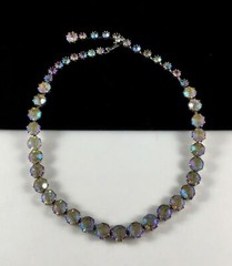 WEISS Necklace Choker AB Rhinestone Signed Wedding Party Bride Vtg Jewelry Gift