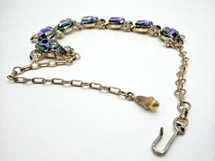 SCHIAPARELLI Parure Iridescent Peacock Blue Molded Cabochons or Lava Stones