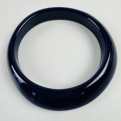 Vtg Bangle Bracelet Lot 7pc Chunky Resin Acrylic Blue Black Cream Yellow Retro