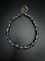 Vintage Black Glass Bead Necklace | Speckled Glass Necklace | Handmade Statement