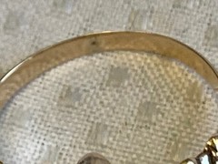 Antique Gold Filled Ring 2.09g Jewelry Size 6.75 Band Green & White Stones *READ
