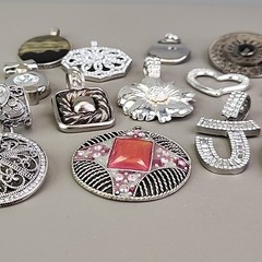 Vintage Silver Tone Pendant Lot of 13 Clear Rhinestones Enamel Chunky KC Best