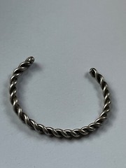 Vintage Twist Nonmagnetic Silver Cuff Bangle Bracelet – 2.25 inches in diameter