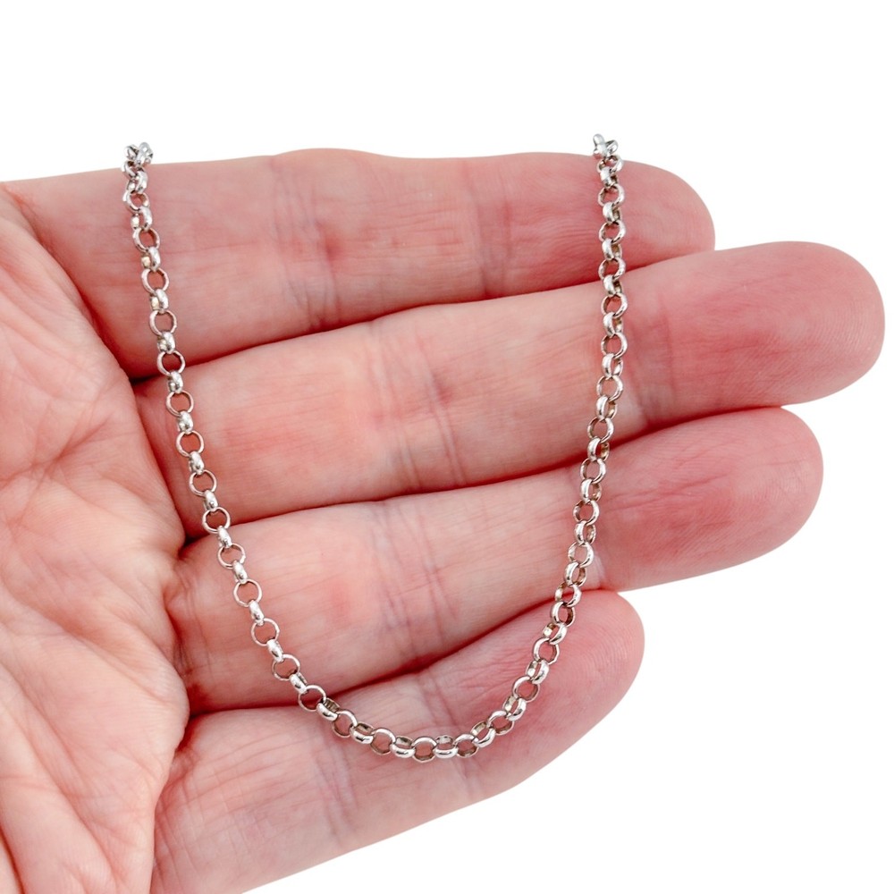 Vintage Italian Sterling Silver 925 Rolo Link Chain Necklace 18″
