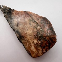 Huge Vintage Silver 800 Women’s Jewelry Pendant Natural Marble Stone 11 gr