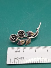 925 TEKA Theodore Klotz Double Rose Brooch Pin.