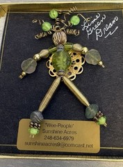 Artisan Handmade Posable Brooch Wee People Beaded Articulated Lime Green Dream